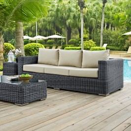 Summon Outdoor Patio Sunbrella?? Sofa in Canvas Antique Beige