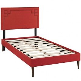 Josie Twin Fabric Platform Bed with Round Tapered Legs in Atomic Red