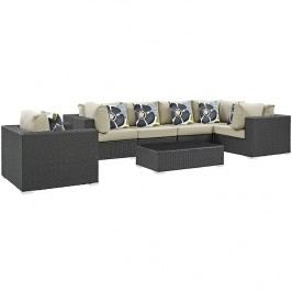 Sojourn 7 Piece Outdoor Patio Sunbrella?? Sectional Set in Canvas Antique Beige