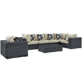 Summon 7 Piece Outdoor Patio Sunbrella?? Sectional Set in Canvas Antique Beige