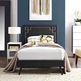 Josie Twin Vinyl Platform Bed with Round Splayed Legs in Black