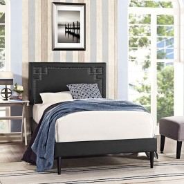 Josie Twin Vinyl Platform Bed with Round Tapered Legs in Black