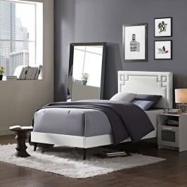 Josie Twin Vinyl Platform Bed with Round Tapered Legs in White