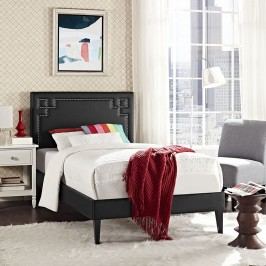 Josie Twin Vinyl Platform Bed with Squared Tapered Legs in Black