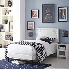 Josie Twin Vinyl Platform Bed with Squared Tapered Legs in White