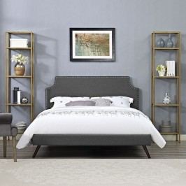 Laura Full Fabric Platform Bed with Round Splayed Legs in Gray