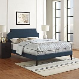 Laura Full Fabric Platform Bed with Squared Tapered Legs in Azure