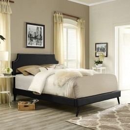 Laura King Vinyl Platform Bed with Round Splayed Legs in Black