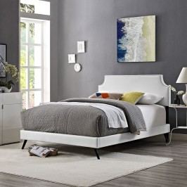 Laura King Vinyl Platform Bed with Round Splayed Legs in White