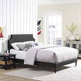 Laura King Vinyl Platform Bed with Round Tapered Legs in Black