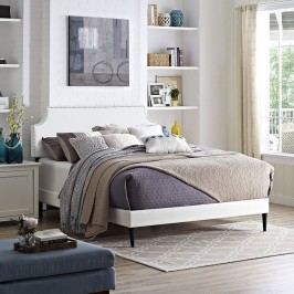Laura King Vinyl Platform Bed with Round Tapered Legs in White