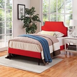 Laura Twin Fabric Platform Bed with Round Tapered Legs in Atomic Red