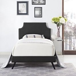 Laura Twin Vinyl Platform Bed with Round Splayed Legs in Black