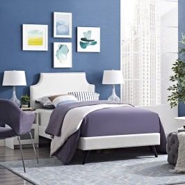 Laura Twin Vinyl Platform Bed with Round Splayed Legs in White