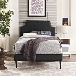 Laura Twin Vinyl Platform Bed with Round Tapered Legs in Black