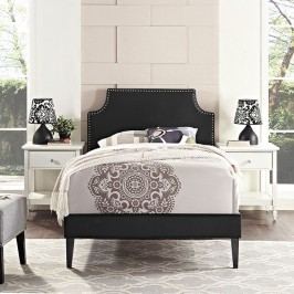 Laura Twin Vinyl Platform Bed with Squared Tapered Legs in Black