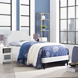 Laura Twin Vinyl Platform Bed with Squared Tapered Legs in White