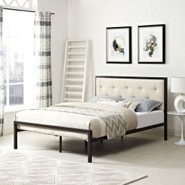 Lottie King Fabric Bed in Brown Beige
