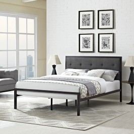 Lottie Queen Fabric Bed in Brown Gray