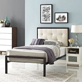 Lottie Twin Fabric Bed in Brown Beige