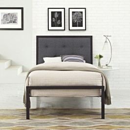 Lottie Twin Fabric Bed in Brown Gray