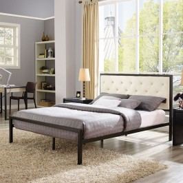 Mia Queen Fabric Bed in Brown Beige