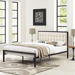 Millie Full Fabric Bed in Brown Beige