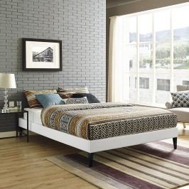 Sharon Full Vinyl Bed Frame with Squared Tapered Legs in White