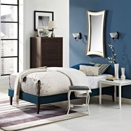 Sharon Twin Fabric Bed Frame with Squared Tapered Legs in Azure