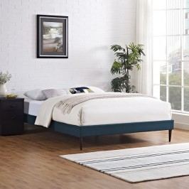 Sherry Full Fabric Bed Frame with Round Tapered Legs in Azure