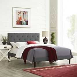 Terisa Full Fabric Platform Bed with Squared Tapered Legs in Gray