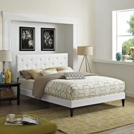 Terisa Full Vinyl Platform Bed with Squared Tapered Legs in White