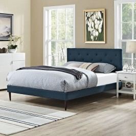 Terisa King Fabric Platform Bed with Round Tapered Legs in Azure