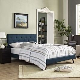 Terisa Queen Fabric Platform Bed with Round Splayed Legs in Azure