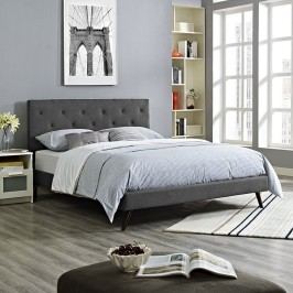 Terisa Queen Fabric Platform Bed with Round Splayed Legs in Gray