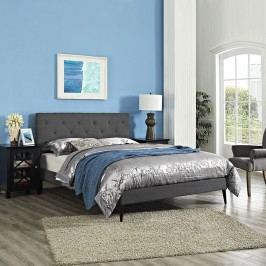 Terisa Queen Fabric Platform Bed with Round Tapered Legs in Gray